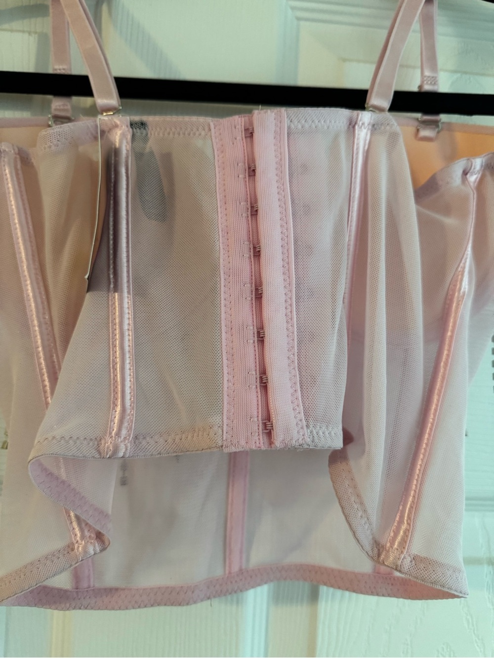 Bodyrage Rhinestone-Trim Longline Bustier Bra in Pale Pink - Picture 4 of 4